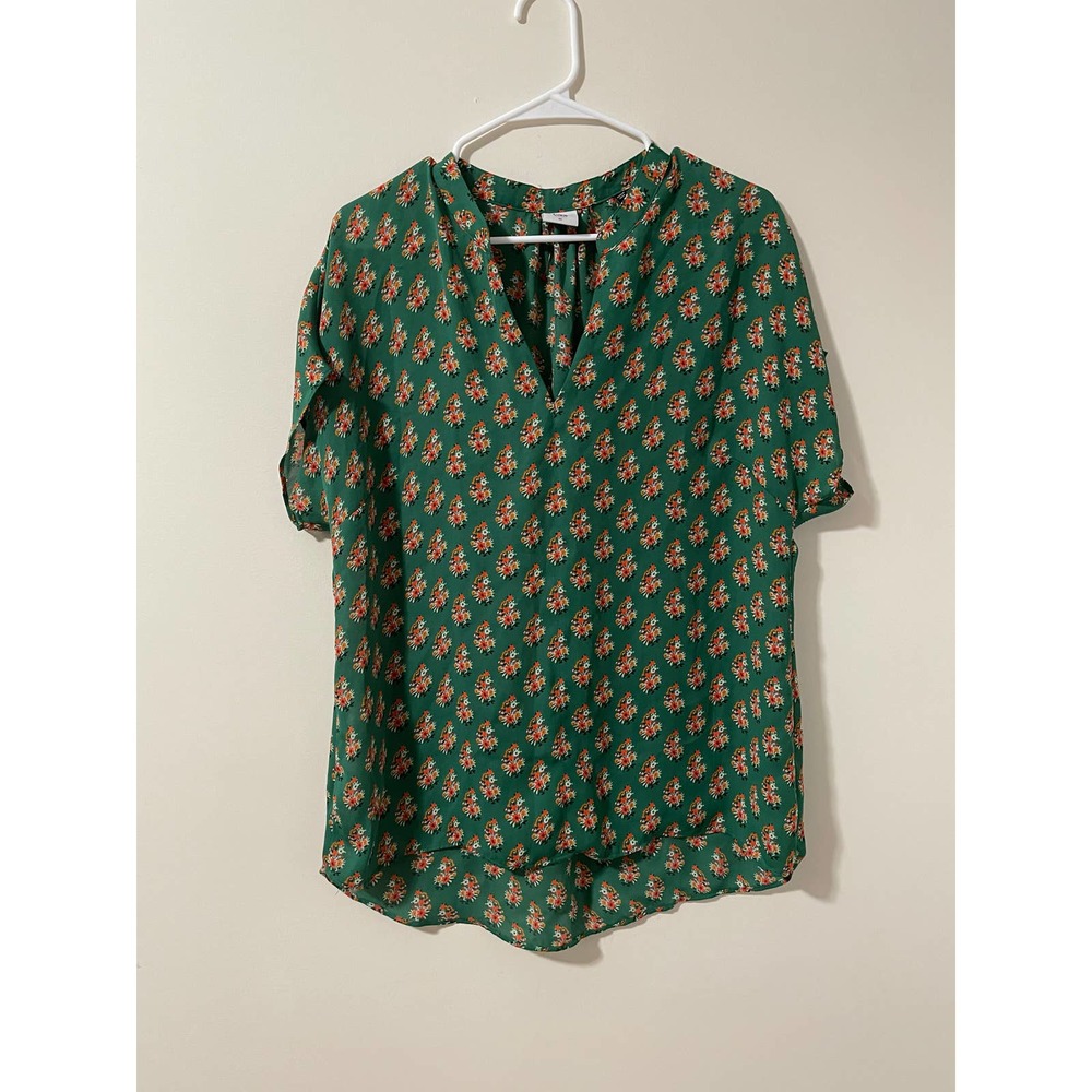 3 for $15 CAbi Green Floral Blouse Shirt Top M